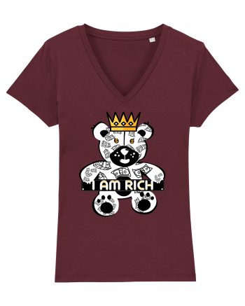 I Am Rich - White Teddy Bear Burgundy