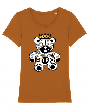 I Am Rich - White Teddy Bear Roasted Orange