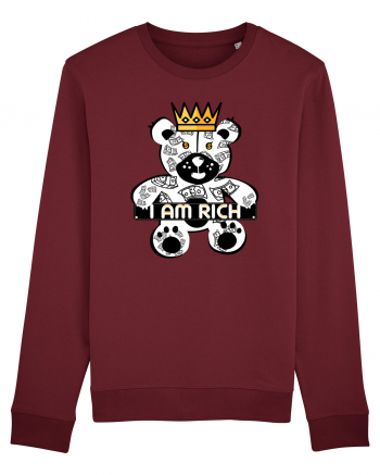 I Am Rich - White Teddy Bear Burgundy