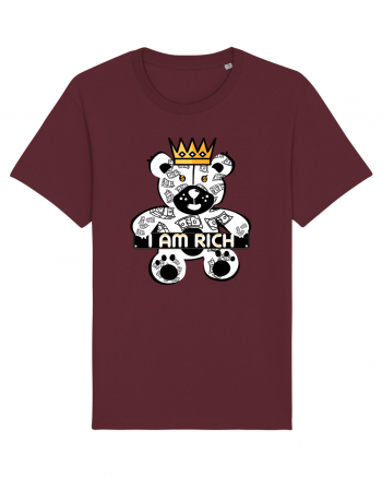 I Am Rich - White Teddy Bear Burgundy