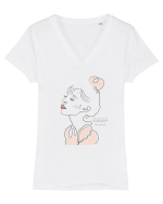 fluid Tricou mânecă scurtă guler V Damă Evoker