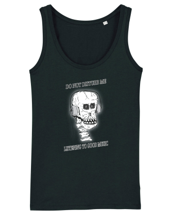 skull listening music Black