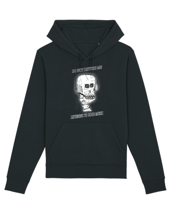 skull listening music Black