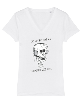 skull listening music White
