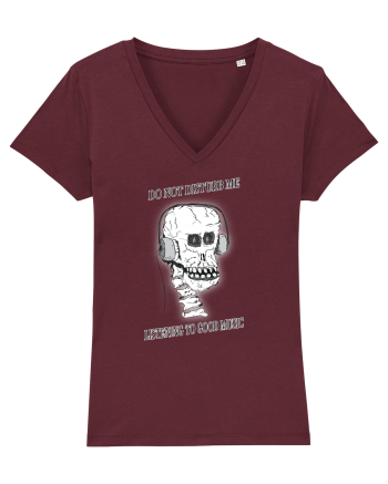 skull listening music Burgundy