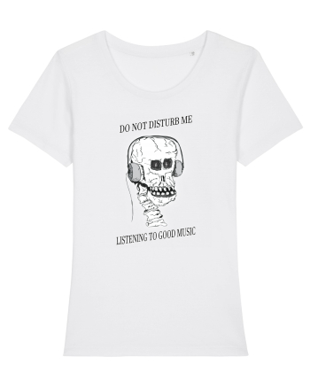 skull listening music White