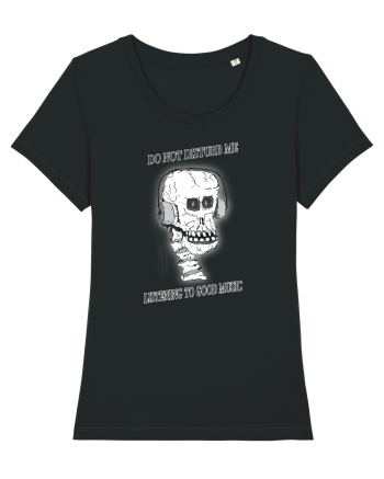 skull listening music Black