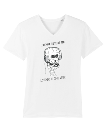 skull listening music White