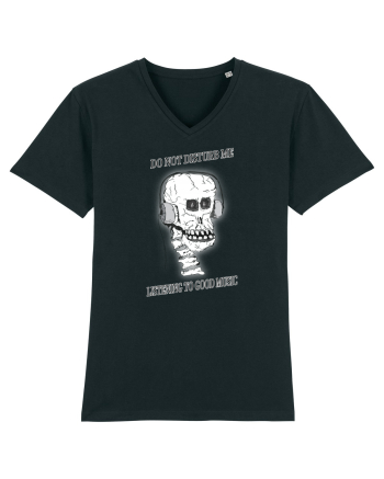 skull listening music Black