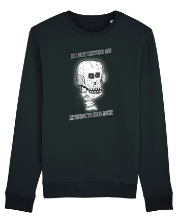 skull listening music Black