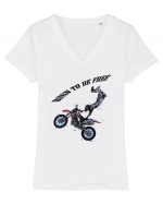 born to be free Tricou mânecă scurtă guler V Damă Evoker