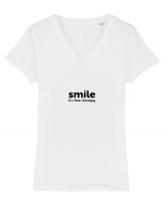 Smile. It's Free Therapy Tricou mânecă scurtă guler V Damă Evoker