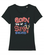 Born To Be Super Hero Tricou mânecă scurtă guler larg fitted Damă Expresser