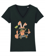 Bunny Skater Tricou mânecă scurtă guler V Damă Evoker