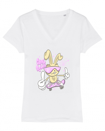 Cool Rabbit On Skateboard White