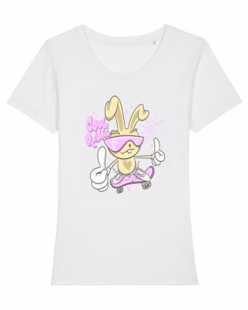 Cool Rabbit On Skateboard White