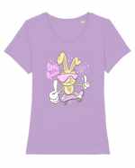 Cool Rabbit On Skateboard Tricou mânecă scurtă guler larg fitted Damă Expresser