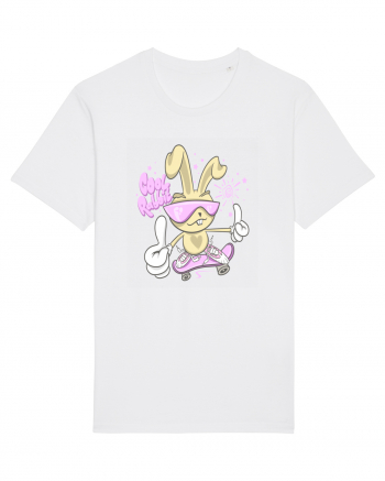 Cool Rabbit On Skateboard White