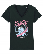 Hawaii Funny Octopus Surf Tricou mânecă scurtă guler V Damă Evoker