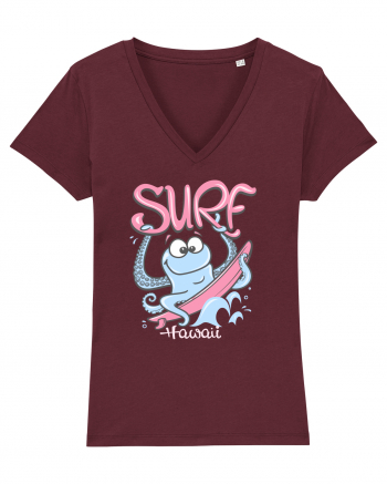 Hawaii Funny Octopus Surf Burgundy