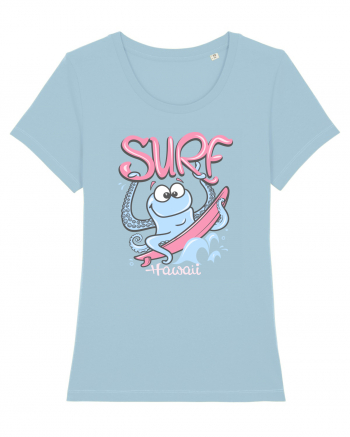 Hawaii Funny Octopus Surf Sky Blue