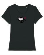 Evil Cat  Tricou mânecă scurtă guler larg fitted Damă Expresser