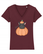 Scary cute black cat Tricou mânecă scurtă guler V Damă Evoker