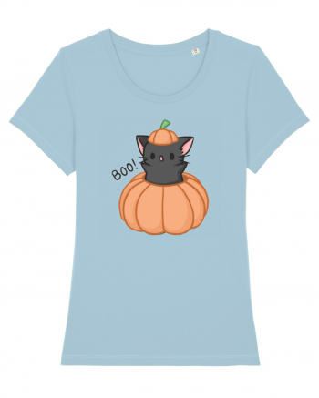 Scary cute black cat Sky Blue