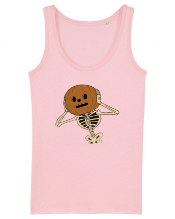 Happy Halloween Skeleton Head Cotton Pink