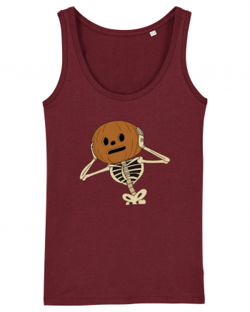 Happy Halloween Skeleton Head Burgundy