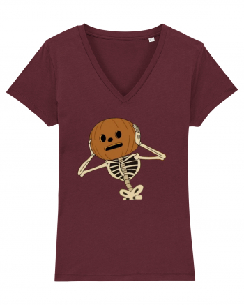 Happy Halloween Skeleton Head Burgundy