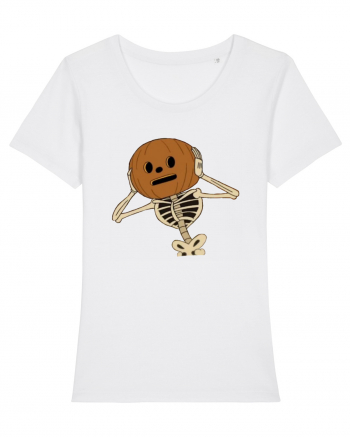 Happy Halloween Skeleton Head White