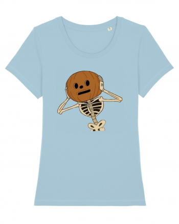 Happy Halloween Skeleton Head Sky Blue