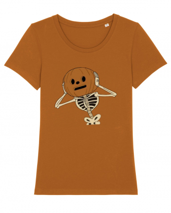 Happy Halloween Skeleton Head Roasted Orange