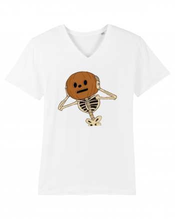 Happy Halloween Skeleton Head White