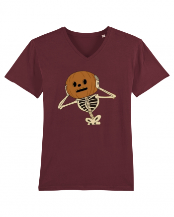 Happy Halloween Skeleton Head Burgundy