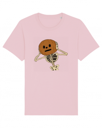 Happy Halloween Skeleton Head Cotton Pink