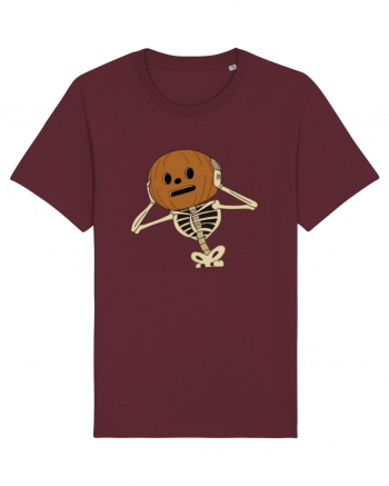 Happy Halloween Skeleton Head Burgundy