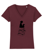 Girl reading Tricou mânecă scurtă guler V Damă Evoker
