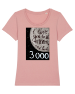 Love you to the moon Tricou mânecă scurtă guler larg fitted Damă Expresser