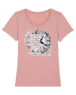 Broken time  Tricou mânecă scurtă guler larg fitted Damă Expresser