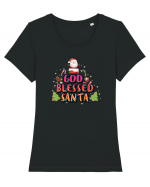 God Blessed Santa Tricou mânecă scurtă guler larg fitted Damă Expresser