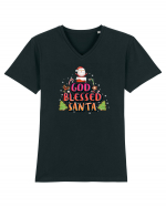 God Blessed Santa Tricou mânecă scurtă guler V Bărbat Presenter