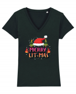 Merry Lit-Mas Tricou mânecă scurtă guler V Damă Evoker