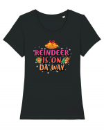 Reindeer Is On Da Way Tricou mânecă scurtă guler larg fitted Damă Expresser