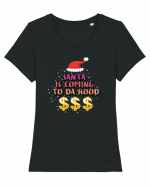 Santa Is Coming To Da Hood Tricou mânecă scurtă guler larg fitted Damă Expresser