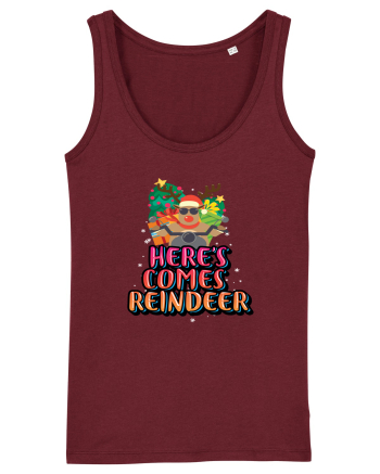 Here's Comes Reindeer Burgundy