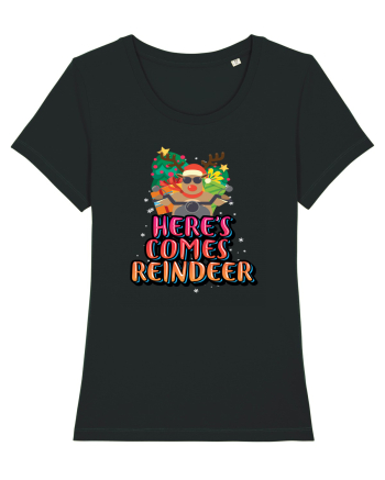 Here's Comes Reindeer Black