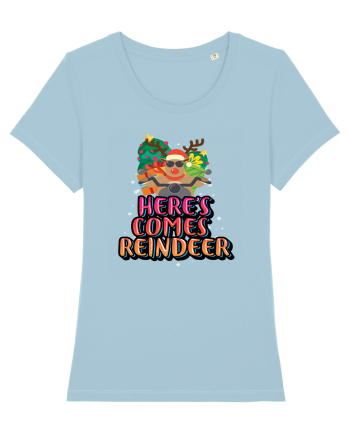Here's Comes Reindeer Sky Blue