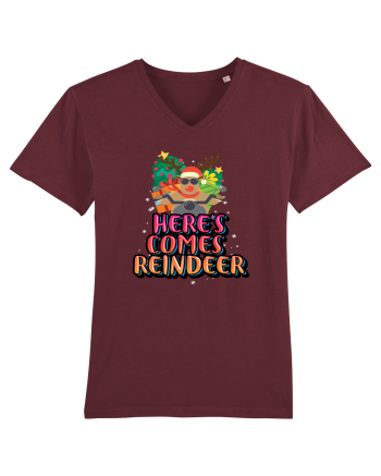 Here's Comes Reindeer Burgundy
